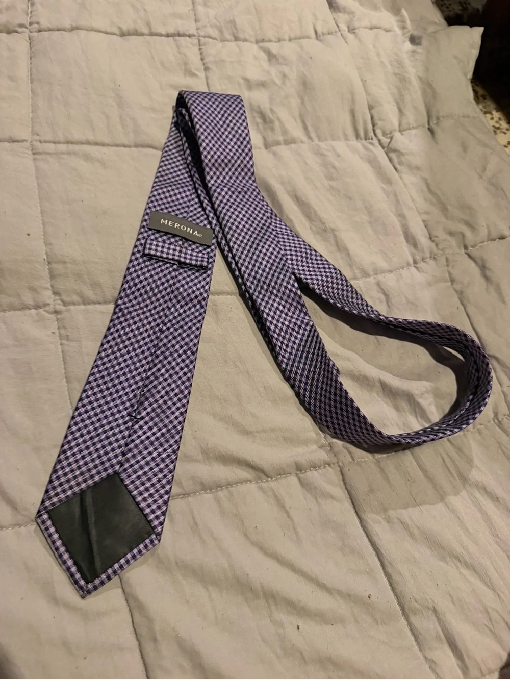 Merona Lavender and White Small Check Men's Tie